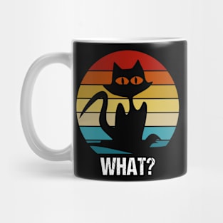 Vintage retro confused cat saying what. Mug